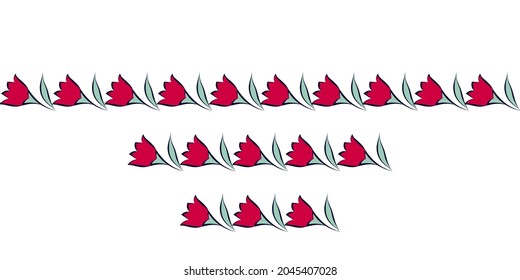 líneas o bordes sin soldadura de floral vectorial con diferentes longitudes