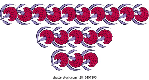 vector floral seamless lines or borders with different lengths