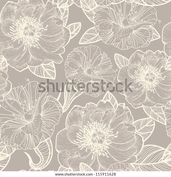 Vector Floral Seamless Pattern Stock Vector (Royalty Free) 115911628