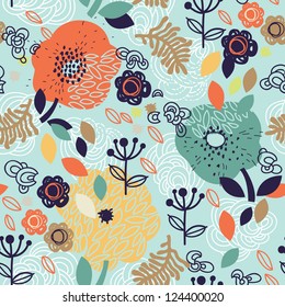 vector floral seamless pattern with abstract flowers