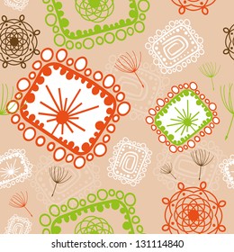 Vector floral seamless pattern with abstract flowers.