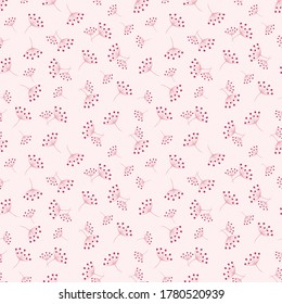 Vector floral seamless pattern. Abstract background with simple small scattered flowers. Liberty style wallpapers. Elegant ditsy texture. Subtle pink ornament. Repeat design for decor, textile, print