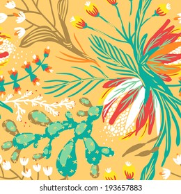 vector floral seamless pattern with abstract colorful flowers