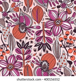  vector floral seamless pattern with abstract fantasy blooms