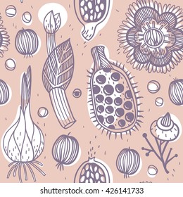 vector floral seamless pattern with abstract floral elements