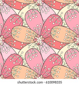 Vector floral seamless pattern. Abstract print with flowers. Scrapbook elegant paper.