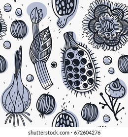 vector floral seamless pattern with abstract floral elements