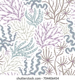 vector floral seamless pattern with abstract herbs