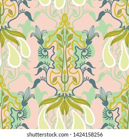Vector floral seamless pattern in Art Nouveau style