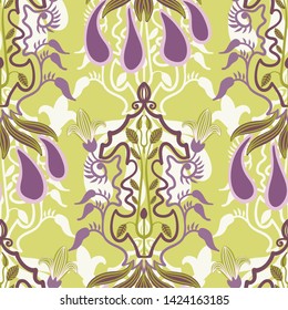 Vector floral seamless pattern in Art Nouveau style