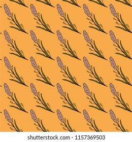 Vector floral seamless pattern with autumn leaves, berries and flowers
