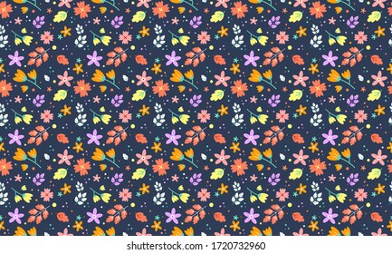 Vector Floral Seamless Pattern Autumn Background