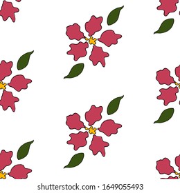 Vector floral seamless pattern. Background with outline hand drawn flowers. Design concept for fabric design, textile print, wrapping paper or web backgrounds.