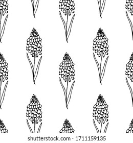 Vector floral seamless pattern. Background with outline hand drawn flowers. Design concept for fabric design, textile print, wrapping paper or web backgrounds