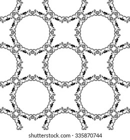 Vector Floral Seamless Pattern Background. For Christmas and Invitation cards decoration.Black and white.