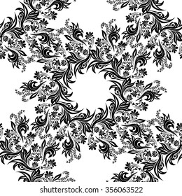 Vector Floral Seamless Pattern Background. For Christmas and Invitation cards decoration.Black and white.