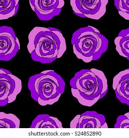 Vector floral seamless pattern. Background of a violet painted roses.
