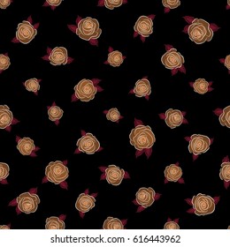 Vector floral seamless pattern. Background of a red and brown painted roses.