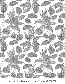 Vector floral seamless. Pattern with beautiful flowers for printed fabric, wallpaper.