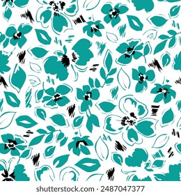 Vector floral seamless. Pattern with beautiful flowers for printed fabric, wallpaper.