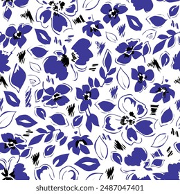 Vector floral sin costuras. Patrón con hermosas flores para tela impresa, Fondo de pantalla.