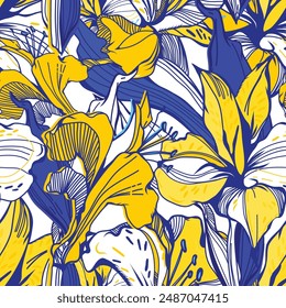 Vector floral sin costuras. Patrón con hermosas flores para tela impresa, Fondo de pantalla.