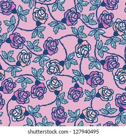 vector floral seamless pattern with blooming roses