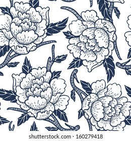 vector floral seamless pattern with blooming roses