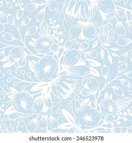 vector floral seamless pattern with blooming red tulips
