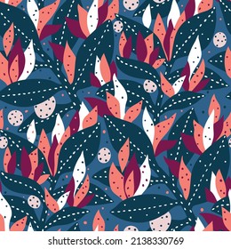 Vector floral seamless pattern with blue branches