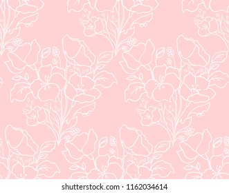 Vector floral seamless pattern. Botanical background with flowers, leaves, branches, plant, petals. Ideal for fabric, textile, wrapping paper, prints, cover.