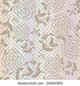 Vector floral seamless pattern with butterfly