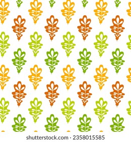 Vector floral seamless pattern with colorful oak leaves. Autumn seasonal background, wallpaper, textile design.