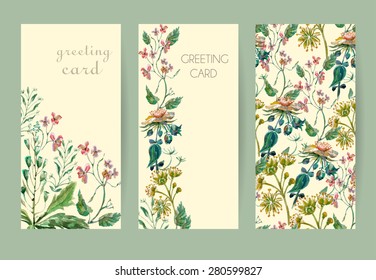 Vector floral seamless pattern. Colorful floral pattern with wild flowers on a white background, drawing watercolor