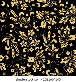 Vector floral seamless pattern. Decorative background with simple ornaments element. Ethnic traditional design.