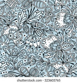 vector floral seamless pattern with decorative abstract flowers