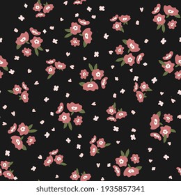 Vector floral seamless pattern design.  flowers with leaves .  texture for kids fabric, packaging, wrappers.