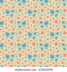 Vector floral seamless pattern, elegant ditsy ornament of tiny flowers, vector illustration