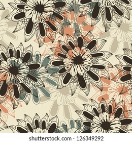 vector floral  seamless pattern, fully editable eps 8 file with clipping mask and pattern in swatch menu, elements can be used separately