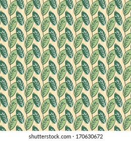 Vector floral seamless pattern with green leaves 