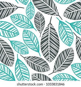 Vector Floral Seamless Pattern. Hand drawn endless background, elegant illustration with leaves. Can be used for wallpaper, website background, textile, greeting cards, wedding invitation, wrapping