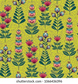 Vector Floral Seamless Pattern. Hand drawn endless background, elegant illustration with flowers. Can be used for wallpaper, website background, textile, greeting cards, wedding invitation, wrapping