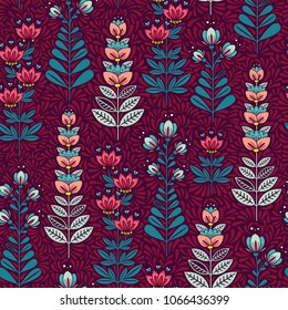 Vector Floral Seamless Pattern. Hand drawn endless background, elegant illustration with flowers. Can be used for wallpaper, website background, textile, greeting cards, wedding invitation, wrapping