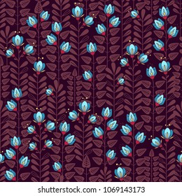 Vector Floral Seamless Pattern. Hand drawn endless background, elegant illustration with leaves. Can be used for wallpaper, website background, textile, greeting cards, wedding invitation, wrapping