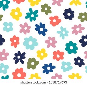 Vector floral seamless pattern. Hand drawn flowers illustration. Repeatable background.