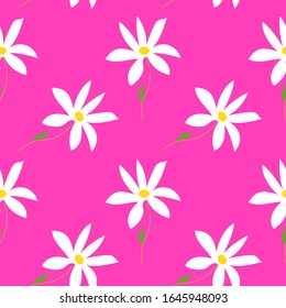 Vector floral seamless pattern. Hand drawn botanical illustration , isolated on pink background.Design template for wallpaper,fabric,wrapping,textile