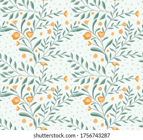 Vector floral seamless pattern. Hand drawn flowers illustration. Repeatable background.