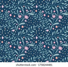 Vektor blühendes nahtloses Muster. Handgezeichnete Blumengrafik. Wiederholbarer Hintergrund.