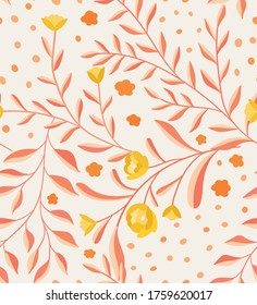 Vector floral seamless pattern. Hand drawn flowers illustration. Repeatable background.