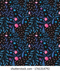 Vector floral seamless pattern. Hand drawn flowers illustration. Repeatable background.